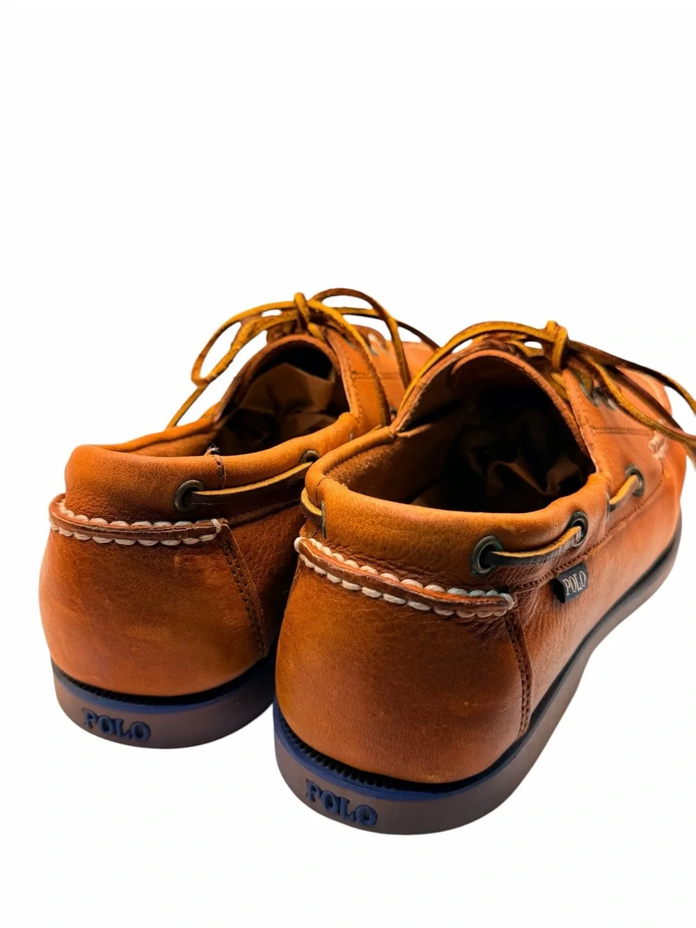 Polo Ralph Lauren Bienne Leather Boat Shoes Men’s 10D Brown Moc Lace-Up Casual